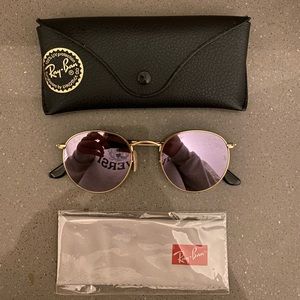 Round Ray-Bans with Mirrored Lilac Lenses